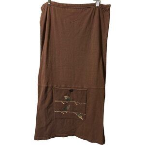 Isabel LA By Shawn Vtg Skirt Boho Lagenlook Artsy Art To Wear Brown Cotton AS IS